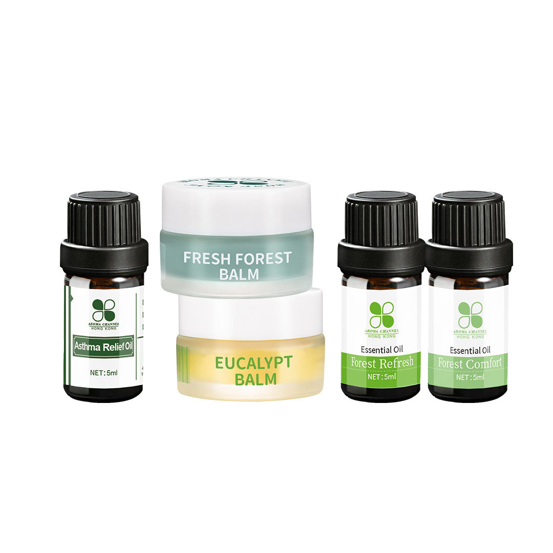 Asthma Kit
Forest Ease Balm + Eucalypt Balm + Forest Refresh (Phlegm Elimination Oil) + Forest Comfort (Respiratory Tract Anti-inflammatory Oil) + Asthma Relief Oil